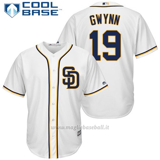Maglia Baseball Uomo San Diego Padres Tony Gwynn Autentico Collezione Bianco Cool Base Giocatore